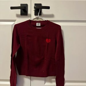 Aritzia Sunday Best burgundy heart sweater. Size S.